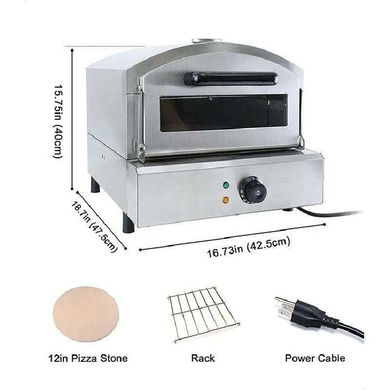Electric Pizza Oven for Baking Bread and Cake Automatic Outdoor Commercial Bun Toaster Ovens with Rotating Stone Roaster Oven