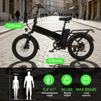 【1 Year Warranty】DYU A20 Adult Electric Bicycle Peak 1200W Motor 48V10.4AH Battery Electric Bike 28MPH Fat E-bike，UL2849