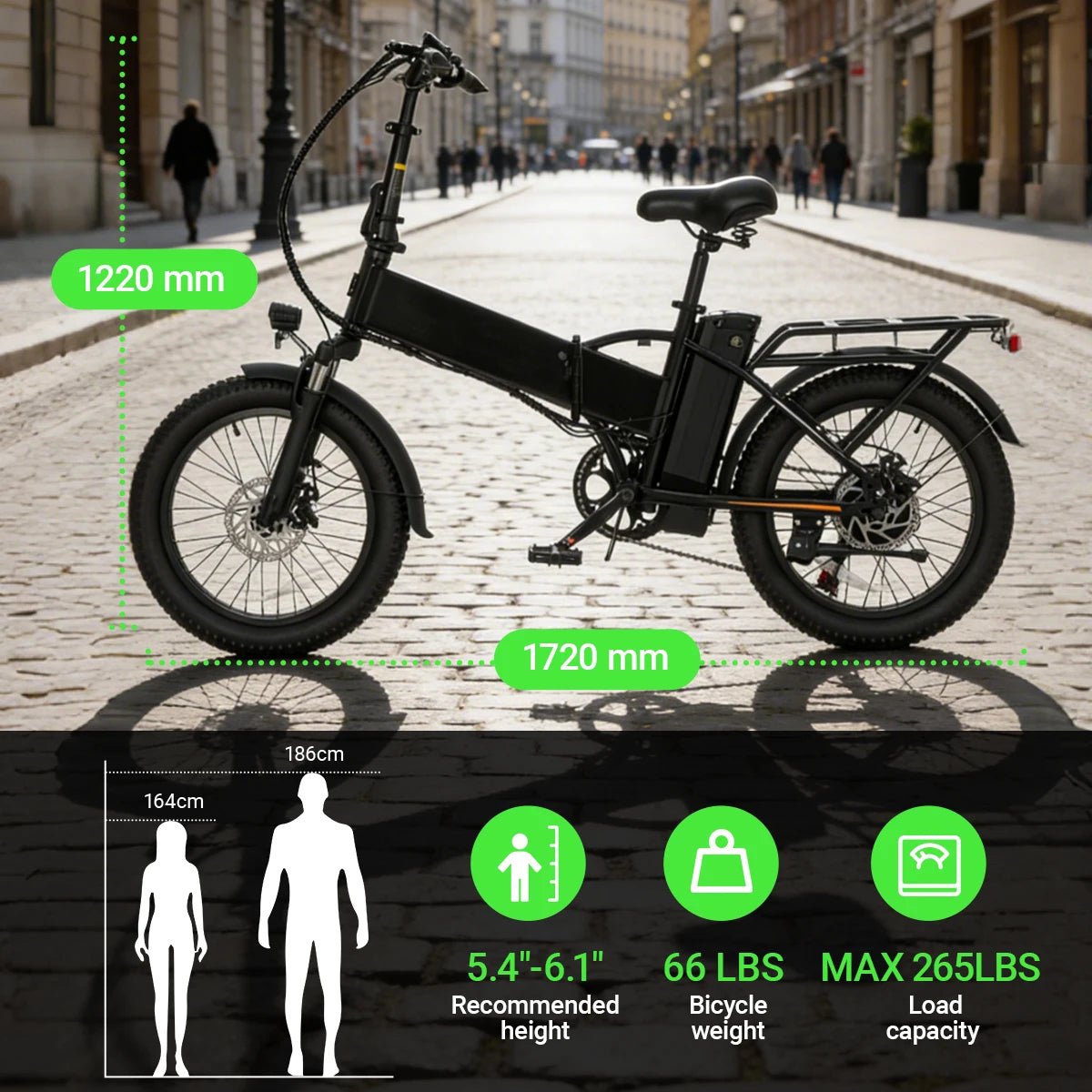 【1 Year Warranty】DYU A20 Adult Electric Bicycle Peak 1200W Motor 48V10.4AH Battery Electric Bike 28MPH Fat E-bike，UL2849
