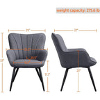 Elegant Linen Accent Chair, Modern High-Back Armchair with Metal Legs, Set of 2 for Living Spaces
