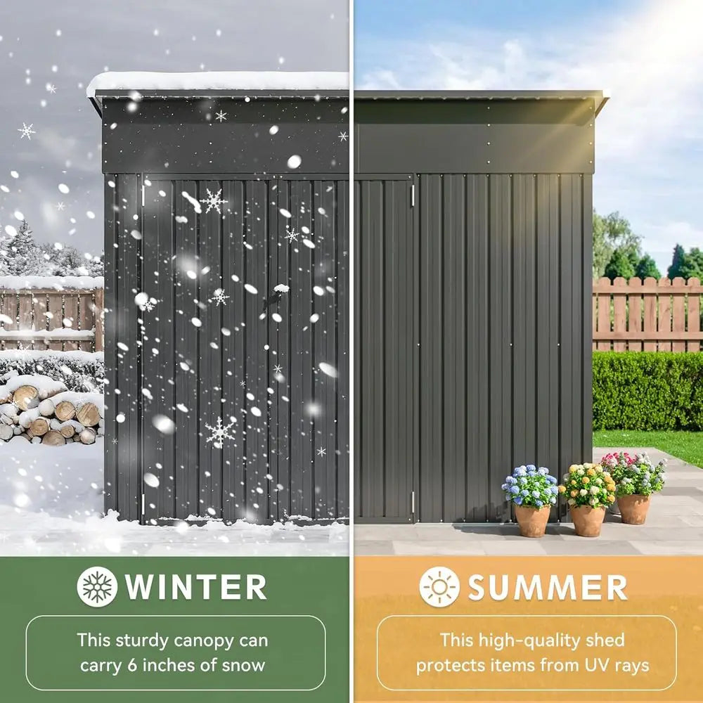 7.5'x4' Triple-Door Outdoor Storage Shed with Lockable Doors, Ideal for Tools, Cycles, and Garden Equipment (Black)