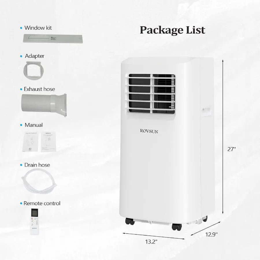 9000 BTU Portable Air Conditioner with Remote Control for Home Office and Dorm Rooms 3-in-1 Unit with Cooling Fan and Dehumidif