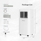 9000 BTU Portable Air Conditioner with Remote Control for Home Office and Dorm Rooms 3-in-1 Unit with Cooling Fan and Dehumidif