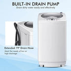 Portable Washing Machine 8Lbs Capacity Full-automatic Washer with 6 Wash Programs LED Display 3 Water Levels Compact Laundry Wa