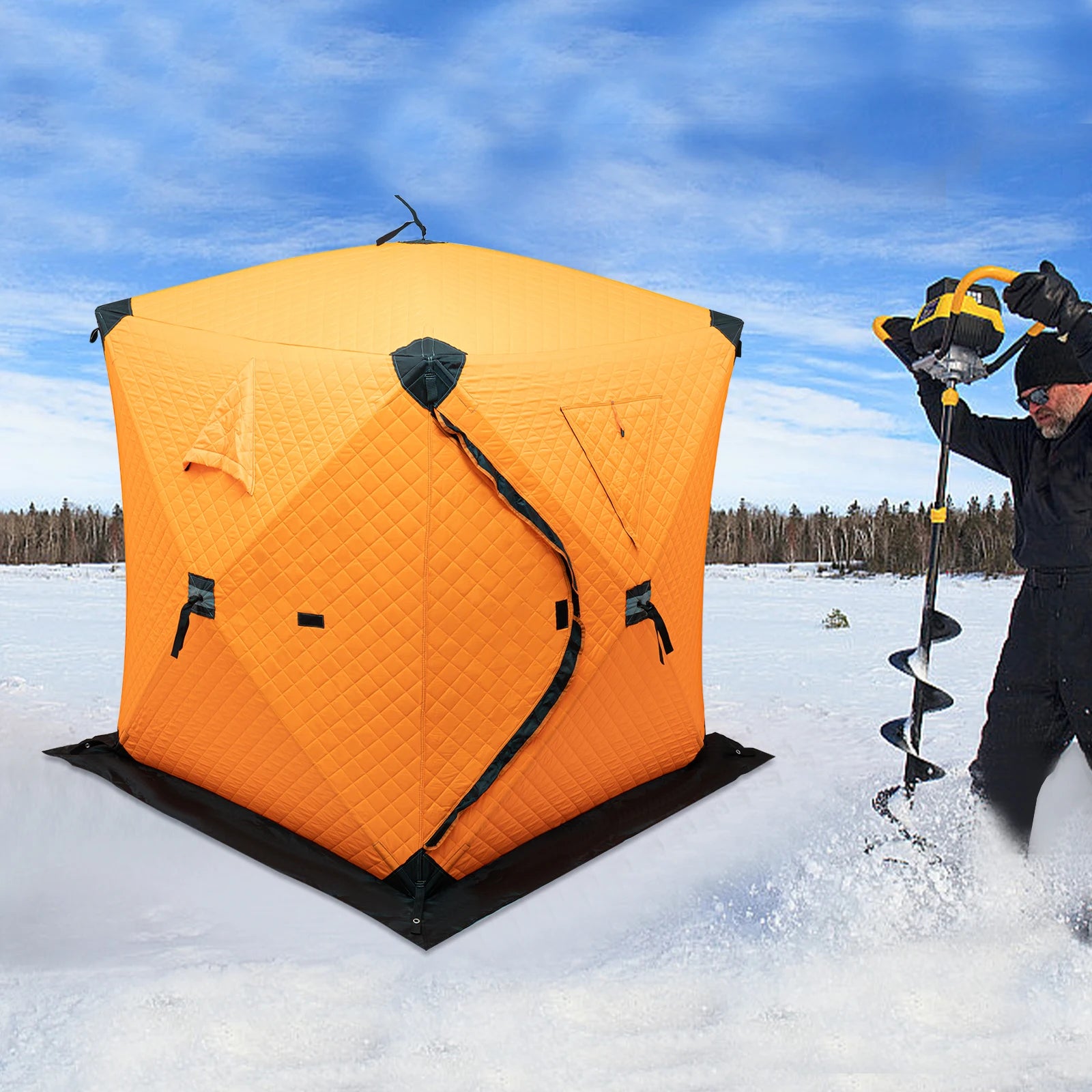 Orange/Blue/Red/Camouflage Ice Fishing Tent Outdoor Square Thermal Shelter Dual Zipper Windproof Tent for Camping Hiking Fishing