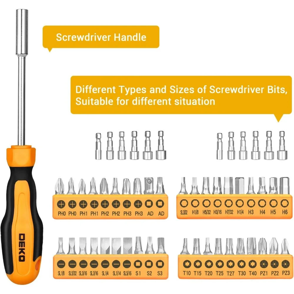 DEKOPRO 192 Piece Mechanics Tool Set Socket Wrench Set, Plastic Storage Case with Auto Repair Hand Tool Kit Wrench Tool Box Set