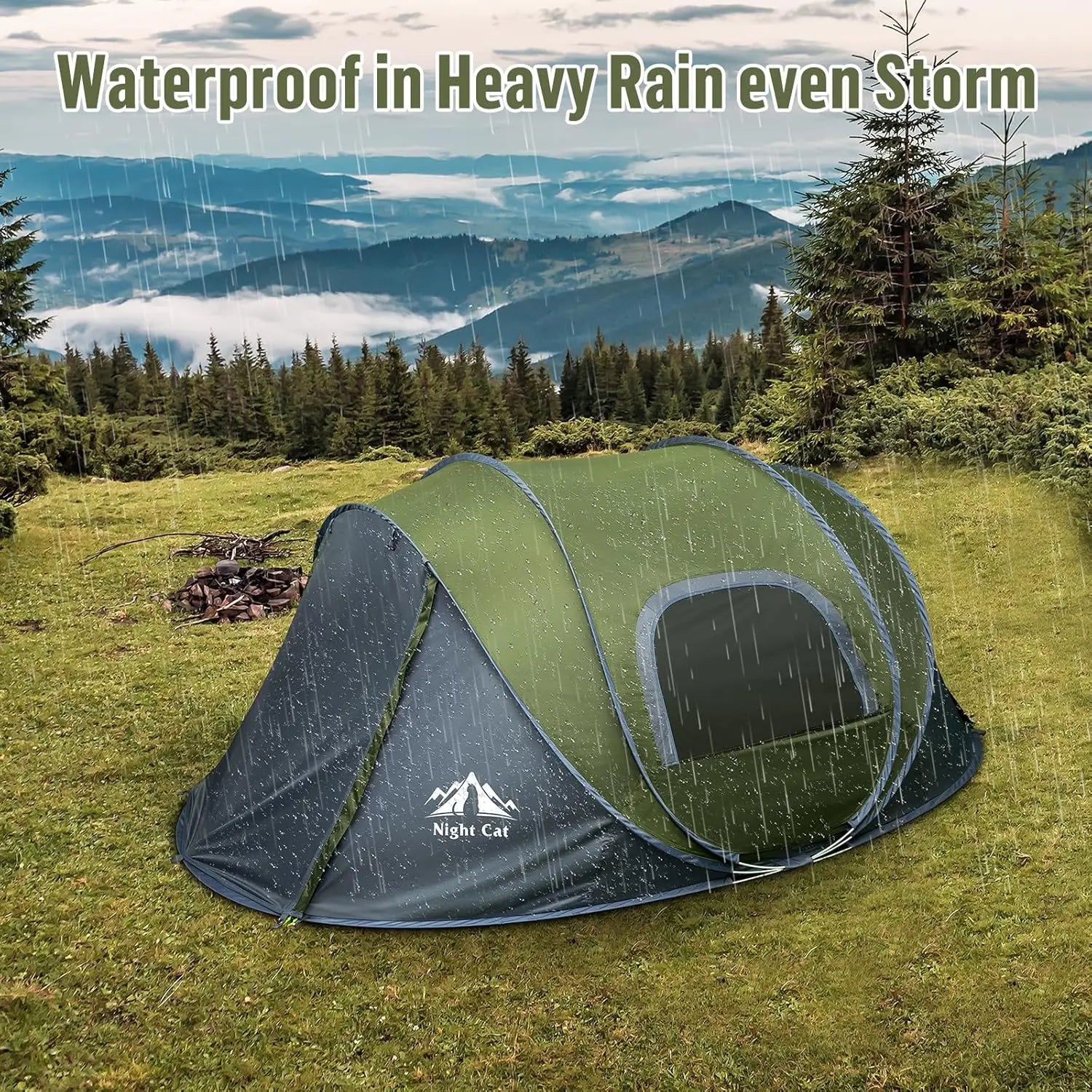 2-Person Pop-Up Camping Tent: Waterproof, Instant Setup, Family-Friendly for Outdoor Adventures