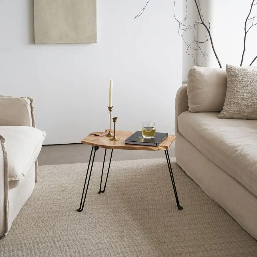Collection Live Edge Coffee Table, Small Coffee Table, Foldable Lightweight Side Table, Natural Wood Coffee Table, Live Edge Tab