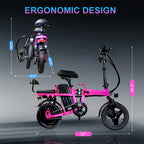 Adult Folding Electric Bike 25 MPH 48V 20Ah Removable Battery Commuting Folding Ebike for Adult Teens with Two Seats