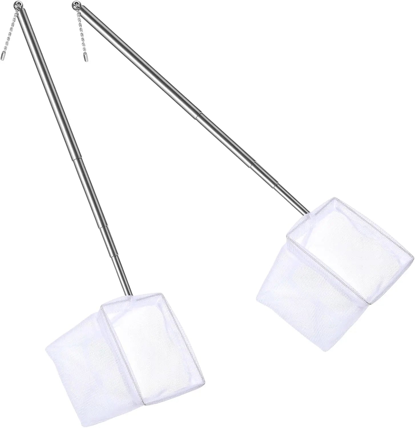 2-Pack 3" Aquarium Nets – Extendable Stainless Steel Handle Shrimp & Fry Net for Baby Fish, Food Residue &Debris Skimming