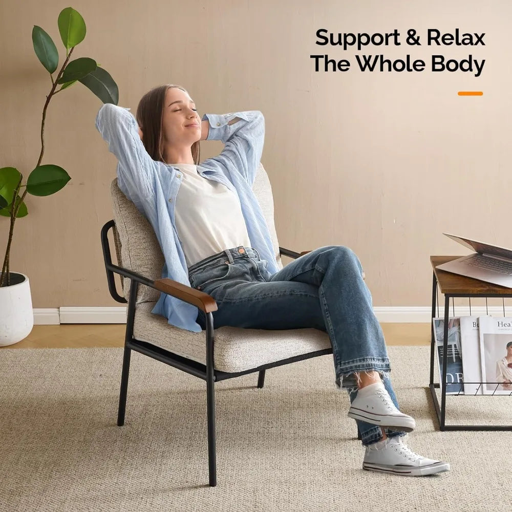 Mid-Century Modern Accent Armchiars Set of 2 for Small Space, Small Comfy Upholstered Leisure Reading Chairs, Customized