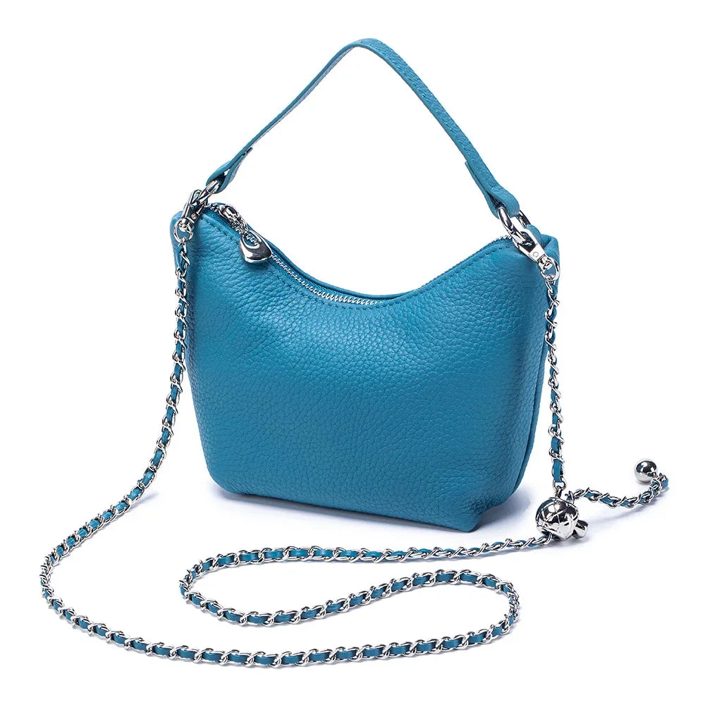 Small Crossbody Bags Purse for Women Detachable Chain Strap Messenger Bag Trendy Leather Dumpling Shape Lightweight Mini Handbag