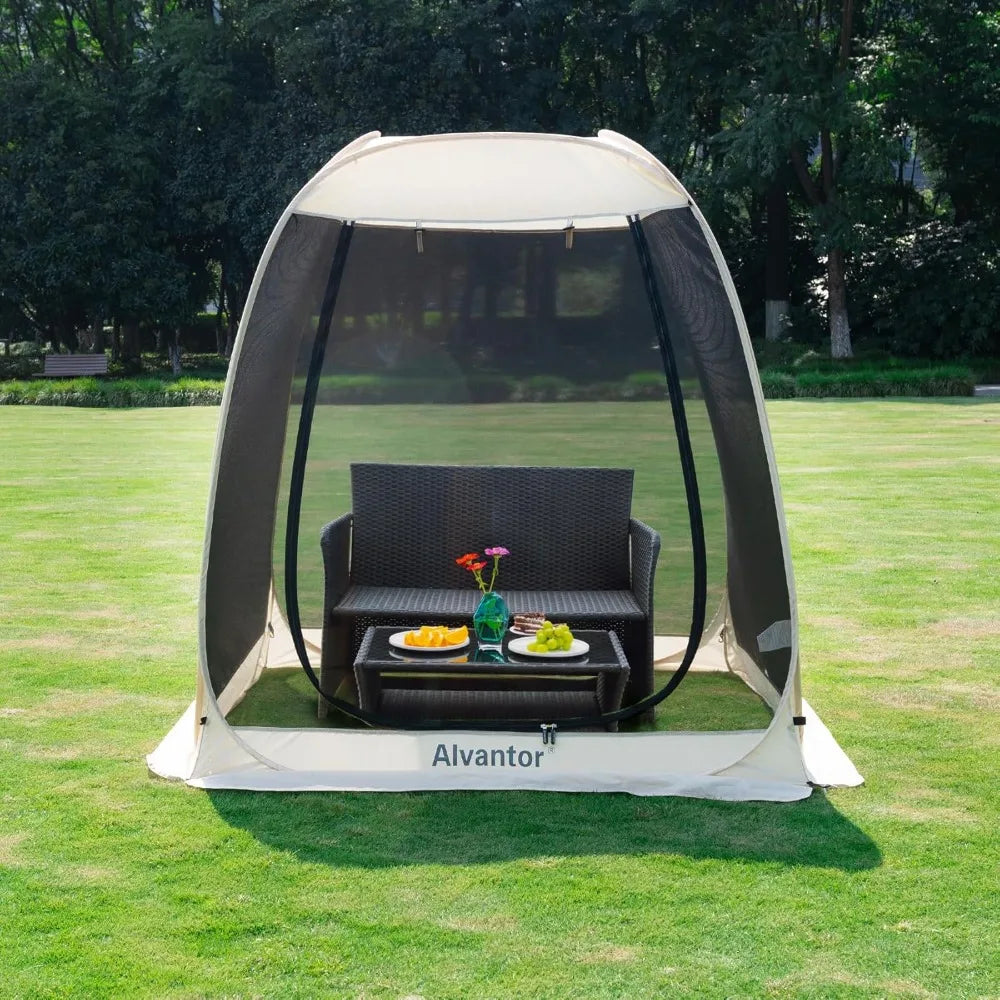 Screen House Gazebo, Pop Up Igloo Screened Canopy Tent with Mosquito Netting Sides, Instant UV Resistant Sun Shelter for Garden