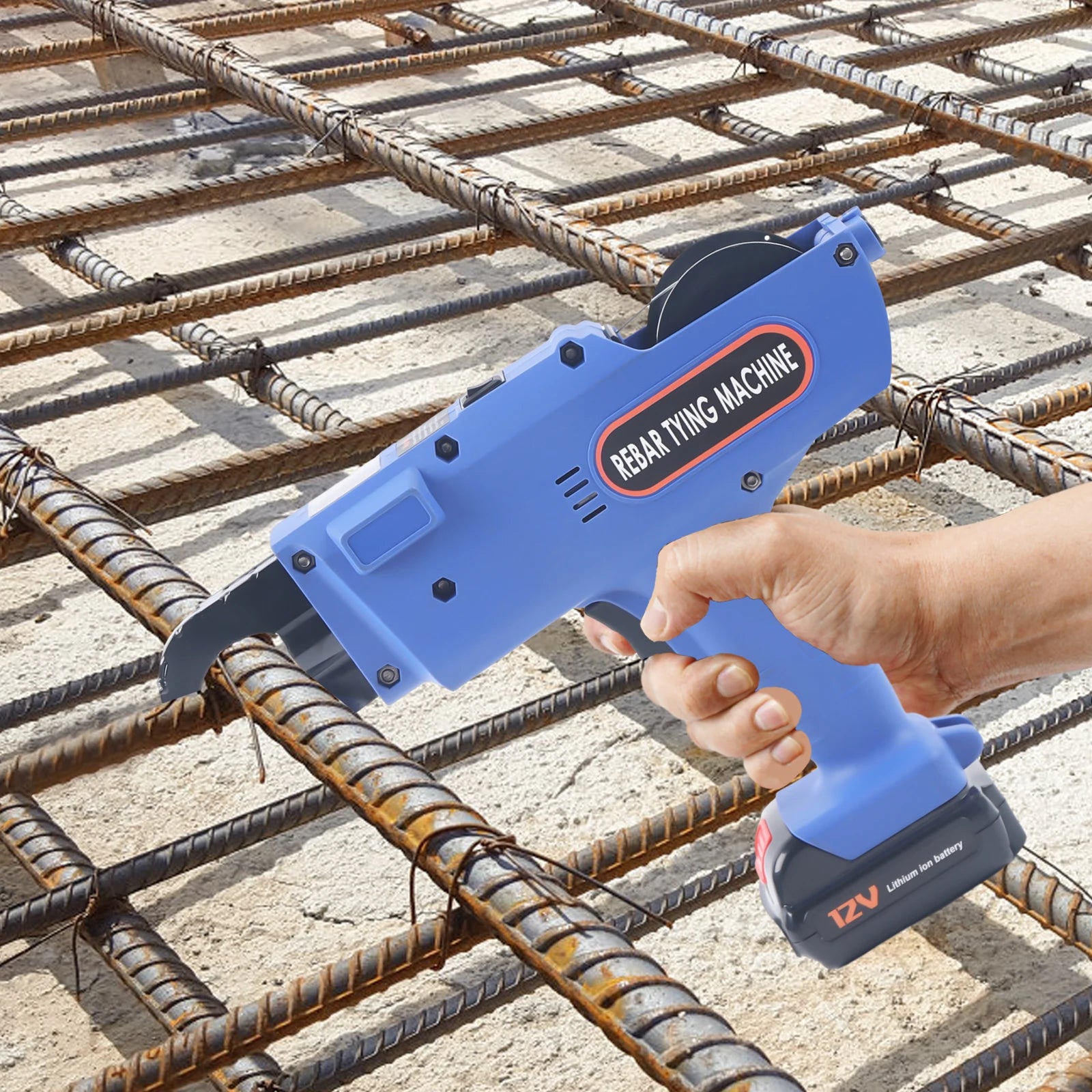 8-34mm Rebar Tying Machine Automatic Handheld Rebar Tying Tool Reinforcing Steel Tying Machine Orange/Blue