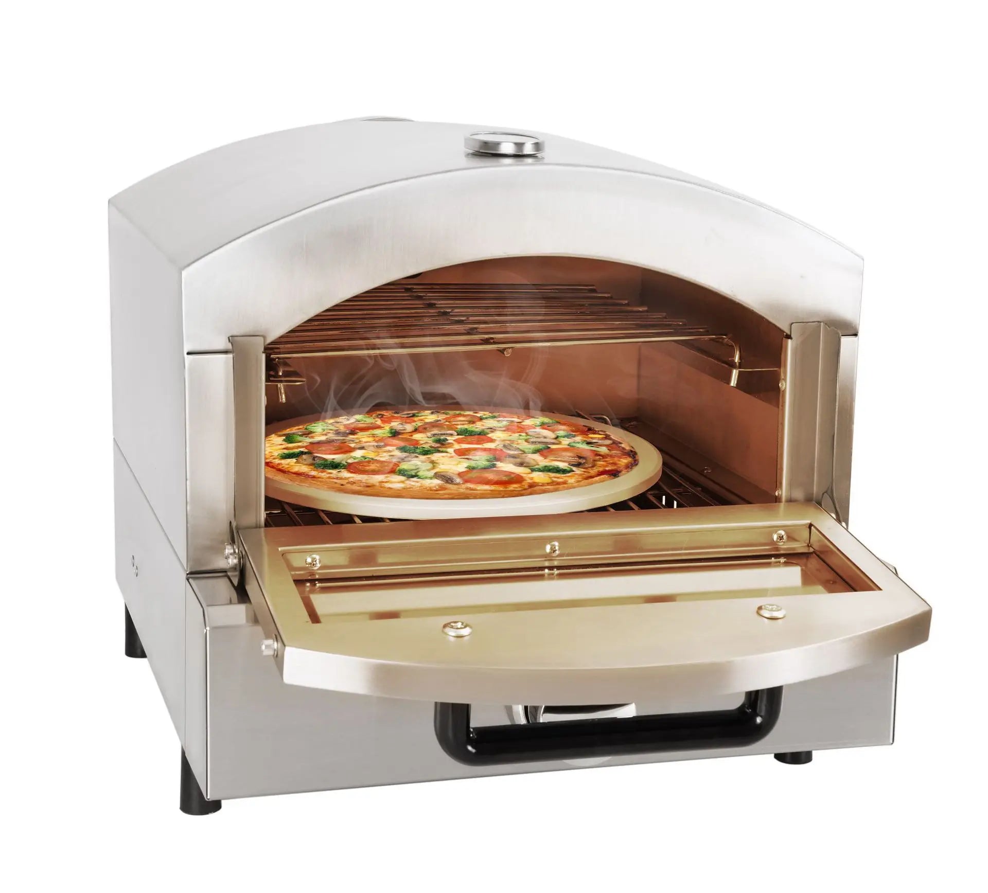 Electric Pizza Oven for Baking Bread and Cake Automatic Outdoor Commercial Bun Toaster Ovens with Rotating Stone Roaster Oven