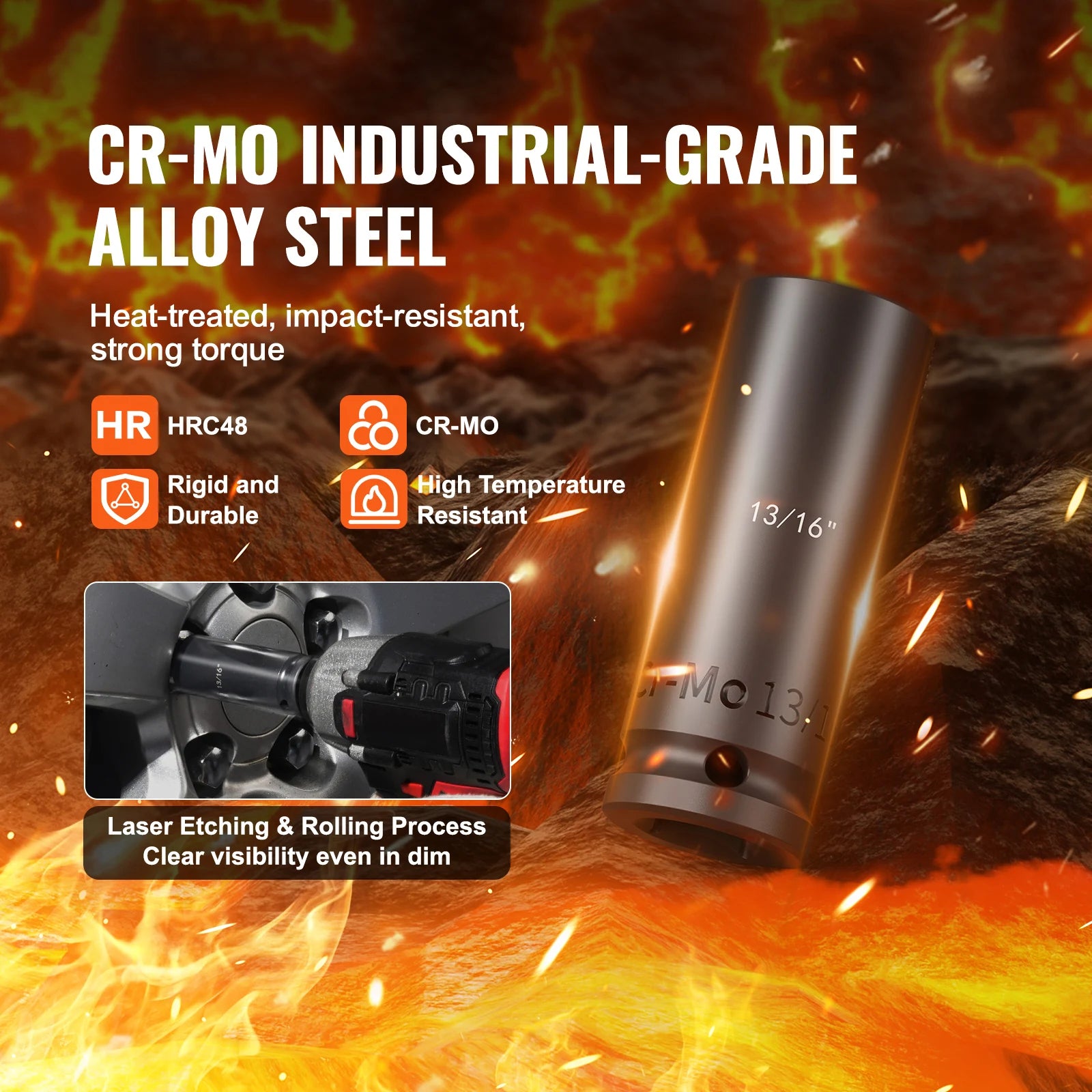 SucceBuy Impact Socket Set SAE and Metric Socket SetCr-Mo Alloy Steel for Auto Repair Rugged Construction Includes Storage Case