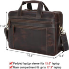 TIDING Genuine Leather Briefcase 17 Inch Laptop Messenger Bags for Men Business Travel Case Shoulder Bag