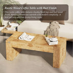 Elegant Thick-Legged Burl Wood Coffee Table, Perfect for Living Rooms, Sturdy and Chic, Suitable for Modern or Traditional Home