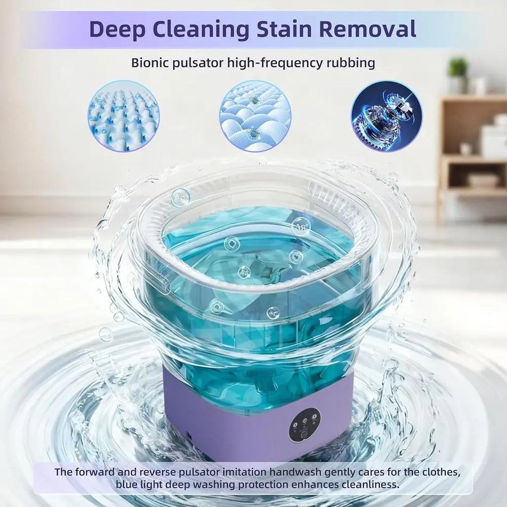 16L Portable Washing Machine with Spin Basket, Ideal for Baby Clothes, Underwear, Socks, Collapsible Design for Camping, Hotels