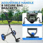 Lightweight Folding Golf Trolley with Adjustable Brackets and Elastic Strap for Bag Storage