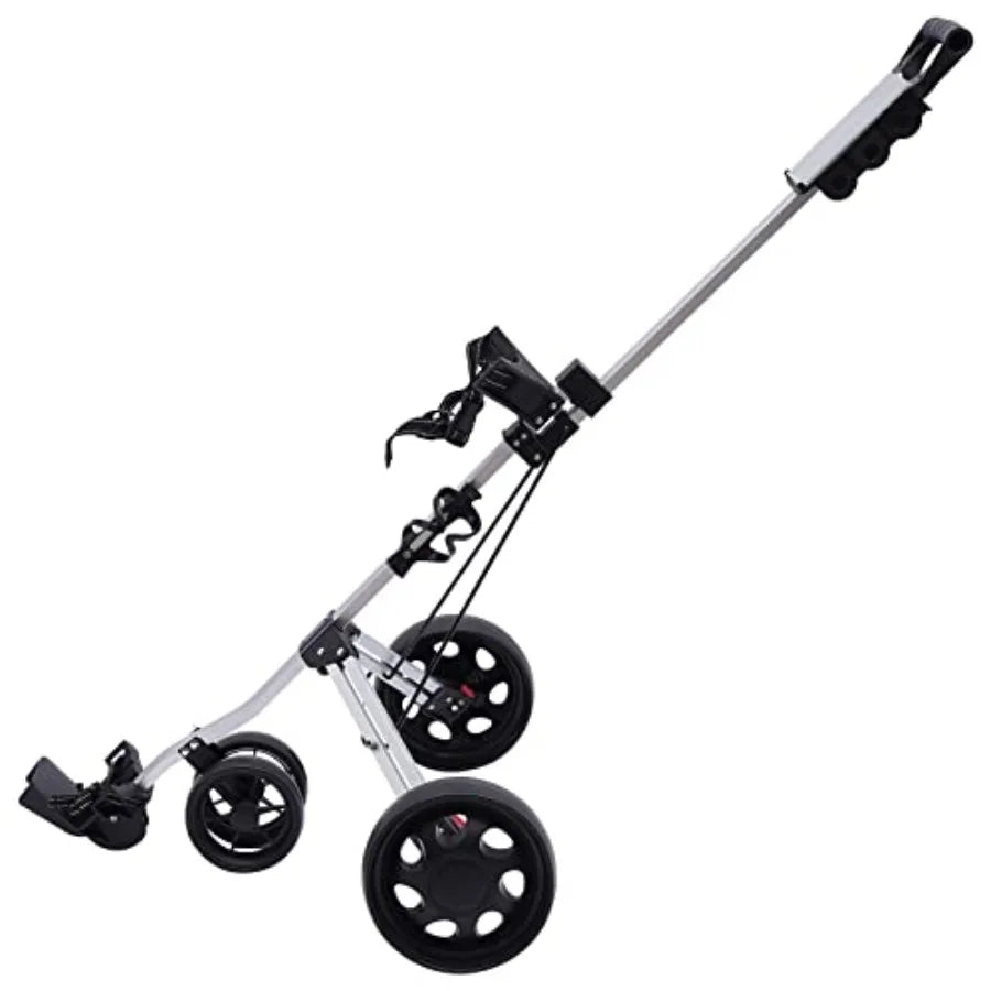 Foldable Lightweight Golf Push Cart with 3 Enlarged Wheels for Easy Maneuverability on Various Terrains Ergonomic Handle and Fo