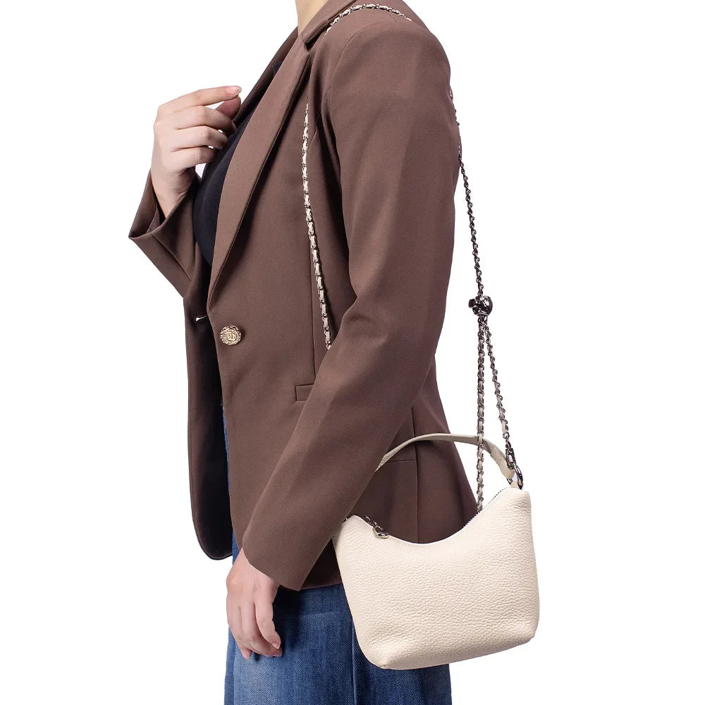 Small Crossbody Bags Purse for Women Detachable Chain Strap Messenger Bag Trendy Leather Dumpling Shape Lightweight Mini Handbag