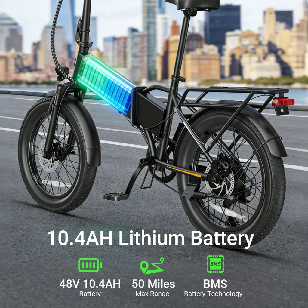 【1 Year Warranty】DYU A20 Adult Electric Bicycle Peak 1200W Motor 48V10.4AH Battery Electric Bike 28MPH Fat E-bike，UL2849