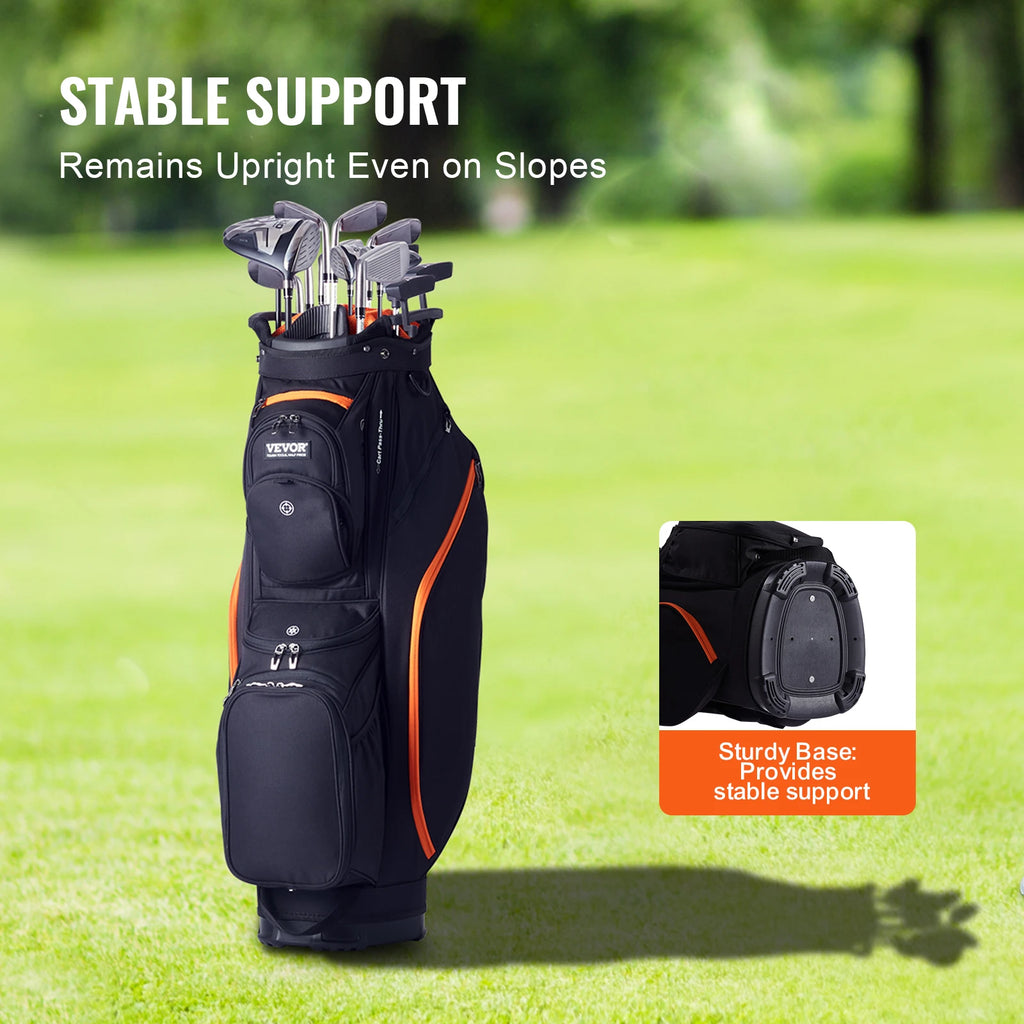 SucceBuy Golf Cart Bag with 14 Way Organizer Divider Top 36” 13 Pockets Premium Cart Bag Durable for Men & Women, Black & Orange