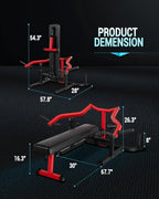 Chest Press Machine with Adjustable Bench and Converging Arms Bench Press and Chest Workout Machine Features Flat for Home Gym