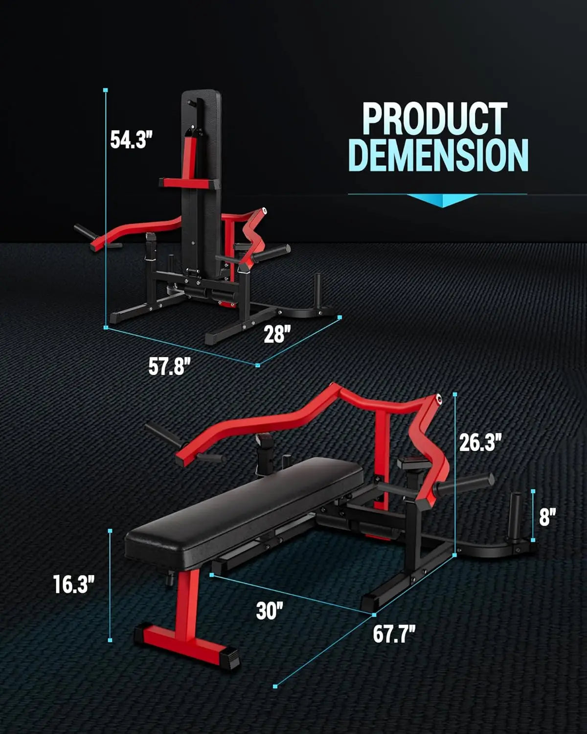 Chest Press Machine with Adjustable Bench and Converging Arms Bench Press and Chest Workout Machine Features Flat for Home Gym