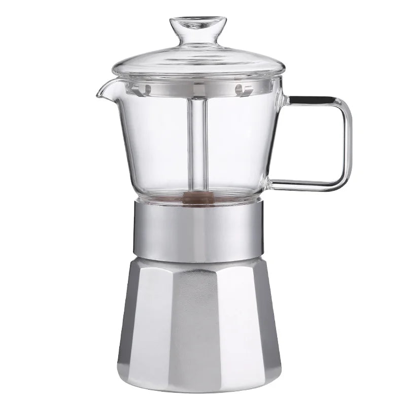 Customizable Black/Red Stovetop Espresso Coffee Maker Hygienic Classical Borosilicate Moka Pot