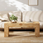 Elegant Thick-Legged Burl Wood Coffee Table, Perfect for Living Rooms, Sturdy and Chic, Suitable for Modern or Traditional Home
