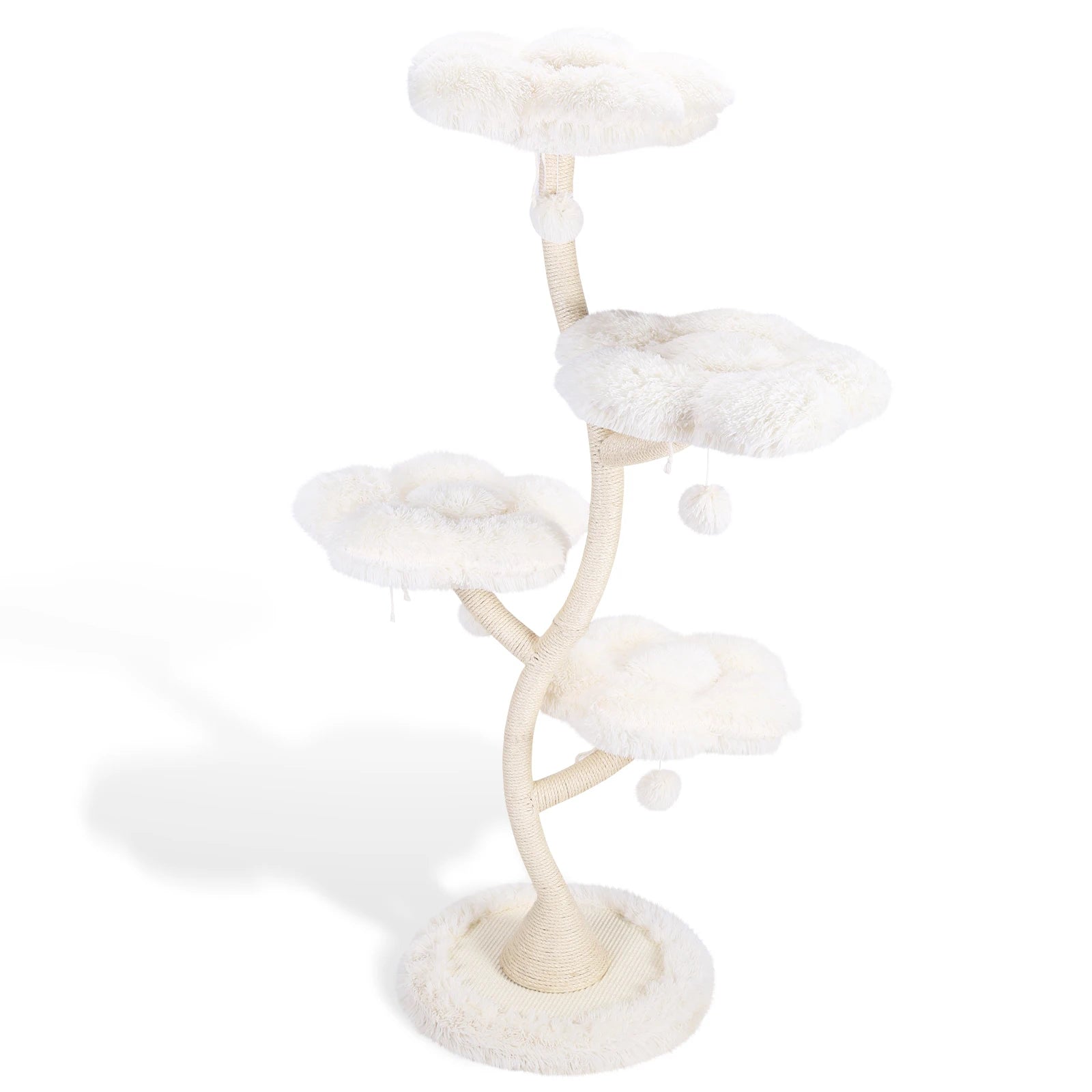 70.07 Inch Flower Cat Scratching Activity Tree for Indoor Kittens with Platform Bed Sisal-Covered Scratching Posts & Toy Balls