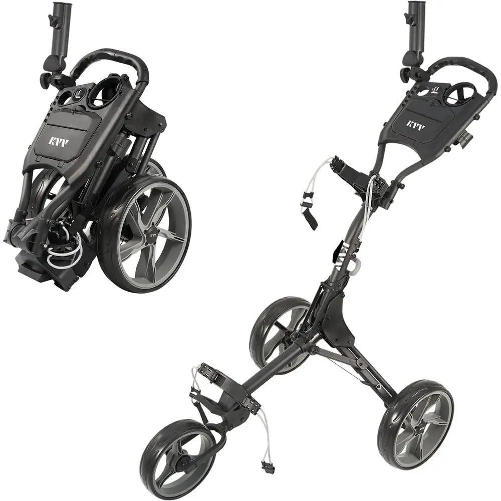 Ultra Lightweight 3-Wheel Golf Push Cart with Compact Fold and New Scorecard Holder