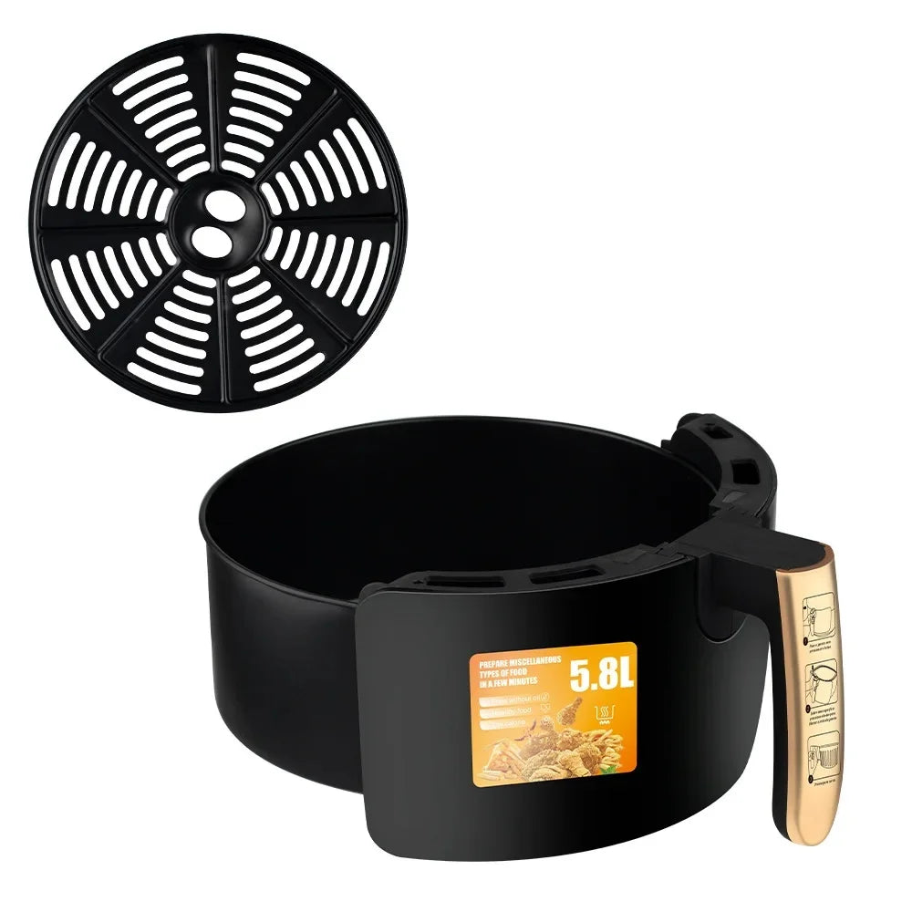 Air Fryer Household Large Capacity 5.8L Multifunctional Smart French Fries Fully Automatic Fryer without Oil Smoke Air Fryer