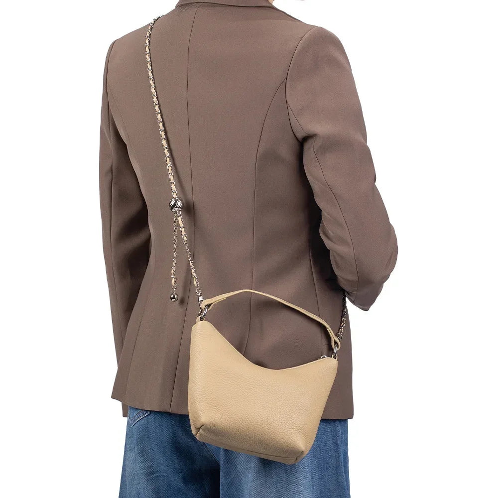 Small Crossbody Bags Purse for Women Detachable Chain Strap Messenger Bag Trendy Leather Dumpling Shape Lightweight Mini Handbag