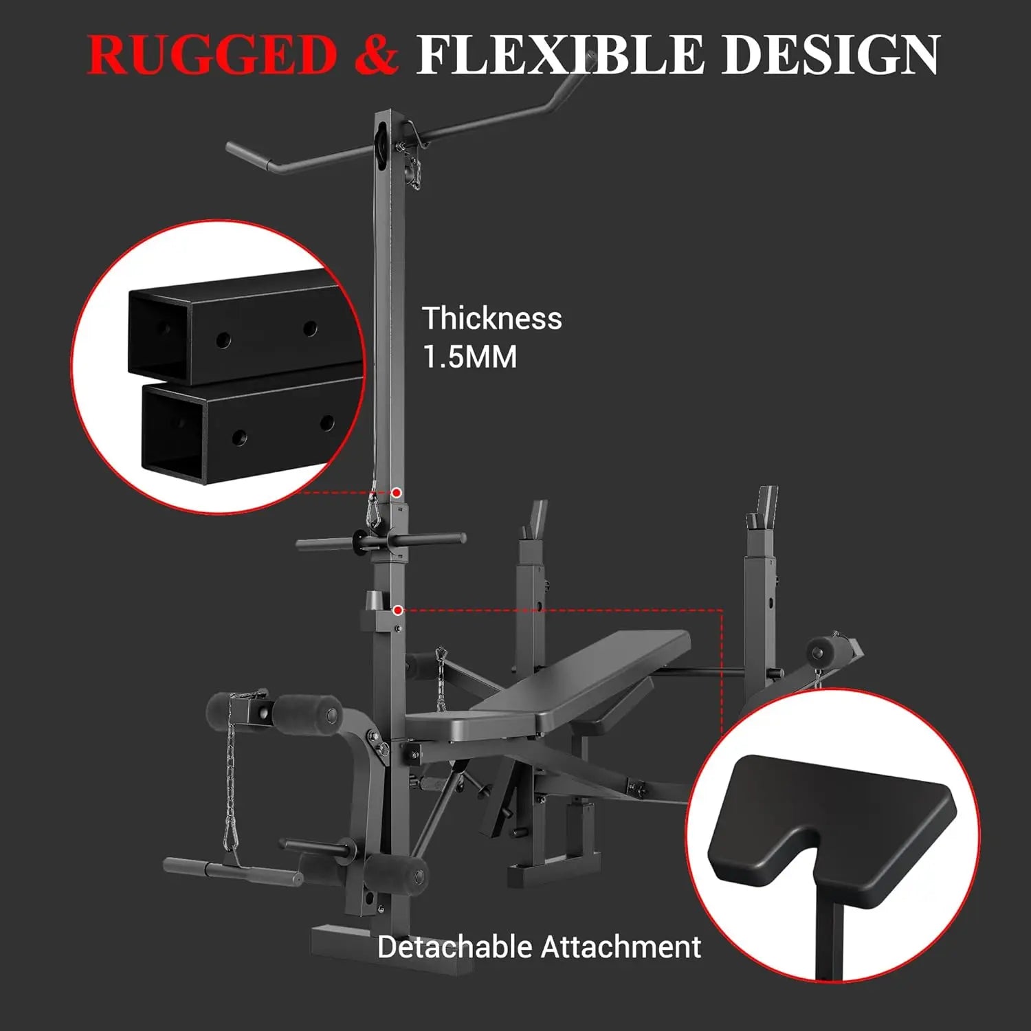 Weight Bench, Foldable Bench Press Set with Leg Extension, Adjustable Workout Bench  for Training Home Gym