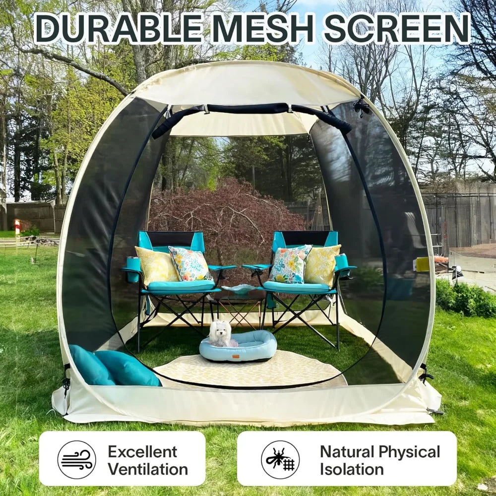 Screen House Gazebo, Pop Up Igloo Screened Canopy Tent with Mosquito Netting Sides, Instant UV Resistant Sun Shelter for Garden