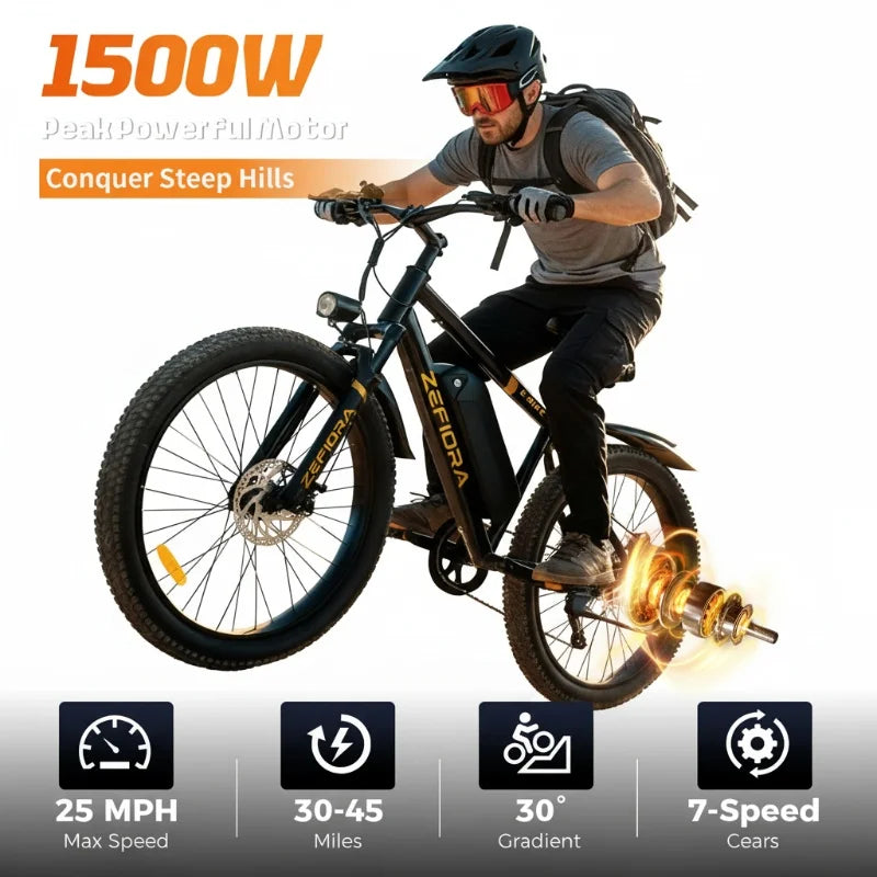 Zefiora M10 Mountain Electric Bike 26 Inch 500w 48v Comes With A Mobile Phone Holder/lock,Free Local Shipping Certified Ul2849
