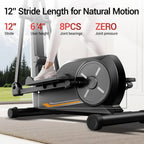 Home Use Elliptical Exercise Machine with 8 Resistance Levels Silent Magnetic Design 12 Stride LCD Monitor Black