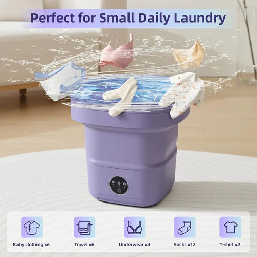 16L Portable Washing Machine with Spin Basket, Ideal for Baby Clothes, Underwear, Socks, Collapsible Design for Camping, Hotels