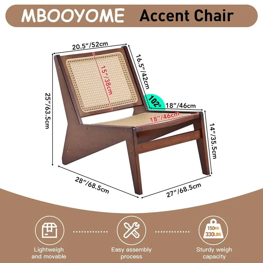 Century Modern Accent Chair for Living Room, Low Lounge Chair with Solid Wood Frame, Comfy Armchair for Bedroom and Balcony, Wal