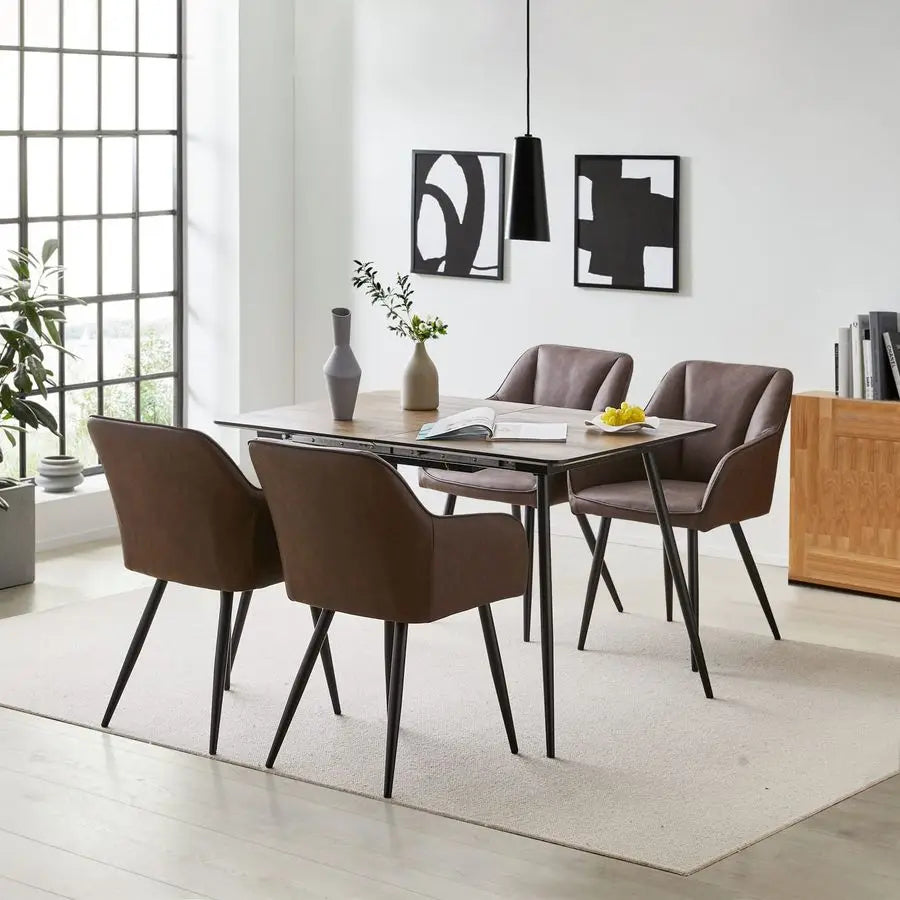 PU Leather Dining Chairs Set of 2, Modern Accent Armchairs with Padded Seat, Ergonomic Upholstered Leisure Lounge Chair, Occasio
