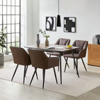 PU Leather Dining Chairs Set of 2, Modern Accent Armchairs with Padded Seat, Ergonomic Upholstered Leisure Lounge Chair, Occasio
