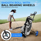 Lightweight Folding Golf Trolley with Adjustable Brackets and Elastic Strap for Bag Storage