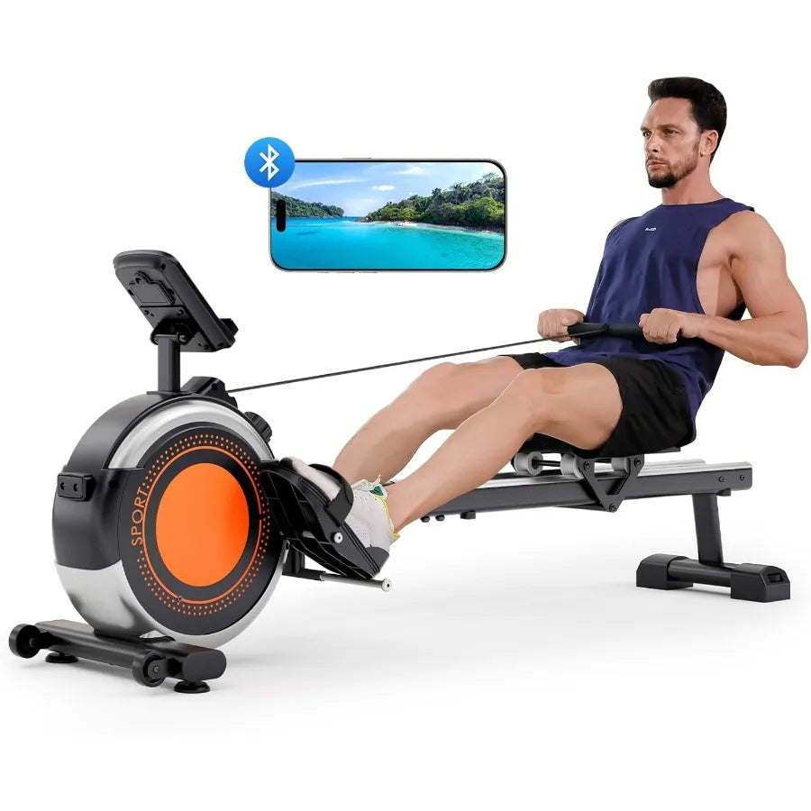 Rowing Machines for Home Use Rowing Machine Max 350 LBS Magnetic Rower with 16 Levels of Workout Resistance Dual Slide Rail Blu