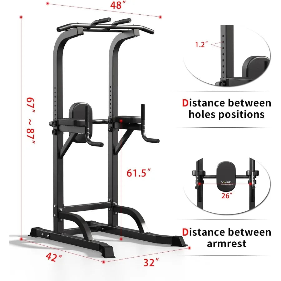 Power Tower Pull Up Bar and Dip Station Multi-Function Home Gym Strength Training Fitness Equipment Height Adjustable