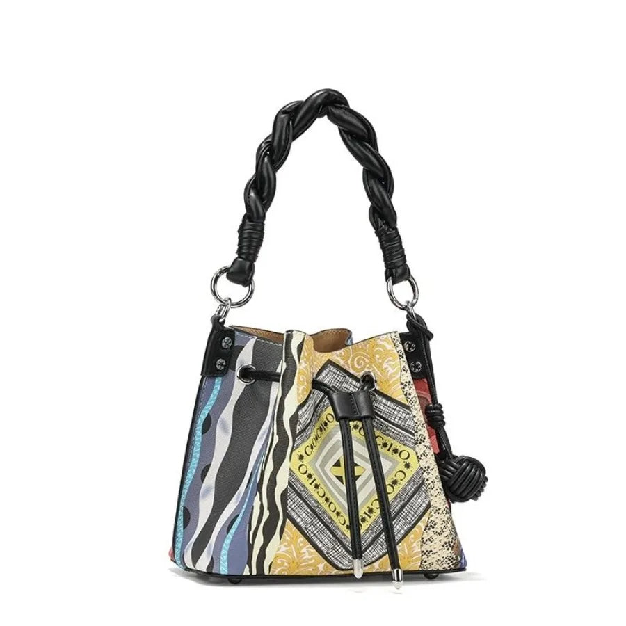 New bohemian style niche design models drawstring bucket bag crossborder foreign trade highgrade women's bags hot sale