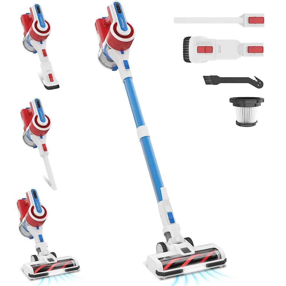 Poweart V80 30KPa Stick Cordless Vacuum Cleaner Up to 45min Runtime 8-in-1 Stick Vac for Hardwood Floor Pet Hair Home Appliance
