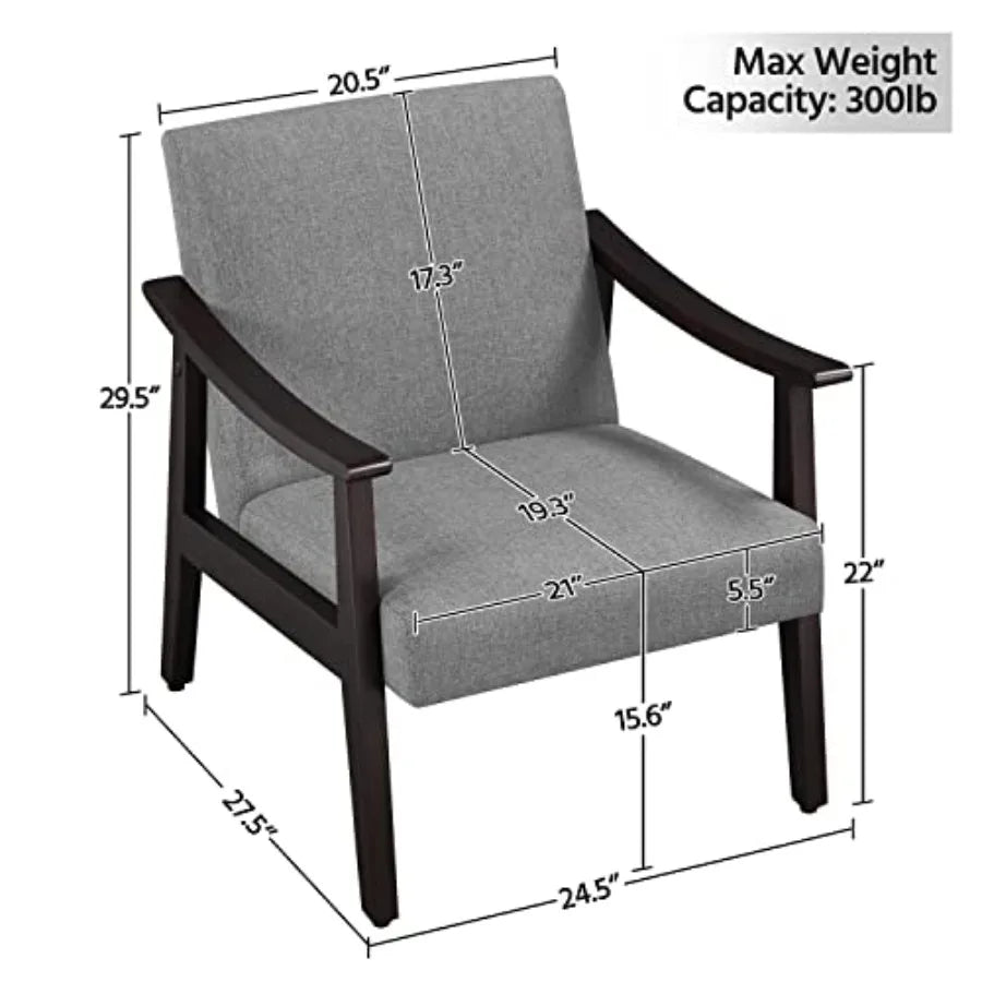 Accent Chair Mid-Century Living Room Chair Modern Linen Fabric Side Chair with High Back for Living Room/Office/Bedroom Minimal